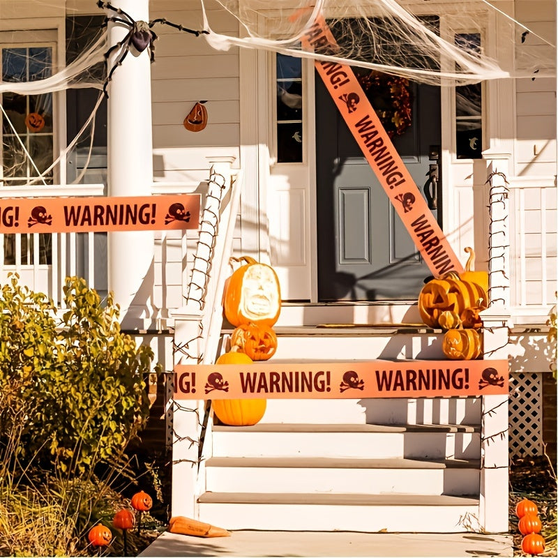 Strašidelný Halloween lebka banner – plastová výstražná páska dekorace