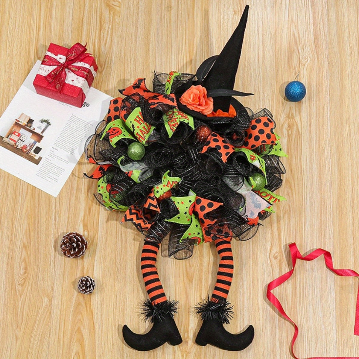 Στεφάνι Πόρτας Halloween | Σχέδιο Δίχτυ Ποδιών Μάγισσας