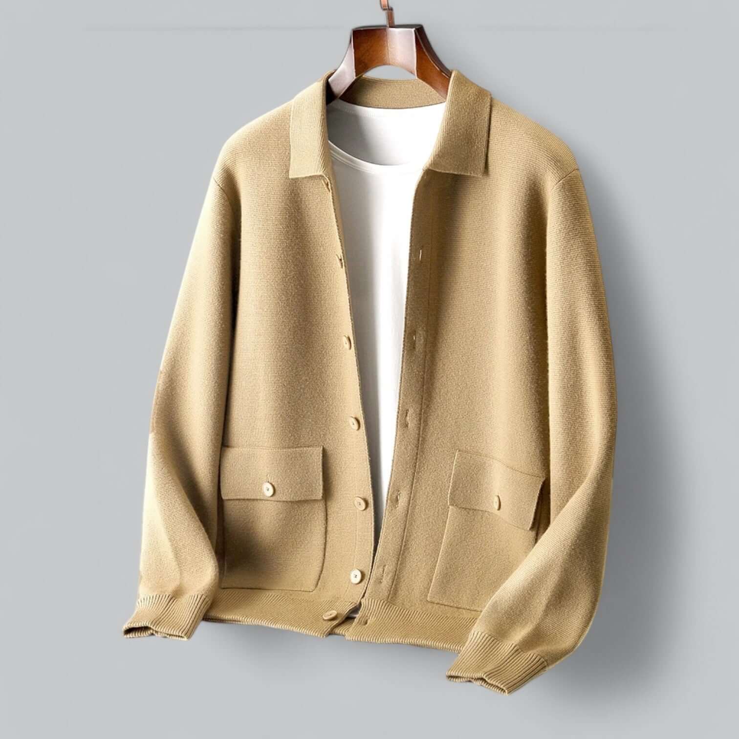 Chris | Férfi őszi kasmír keverék kardigán gombos elülső lefelé forduló gallérral