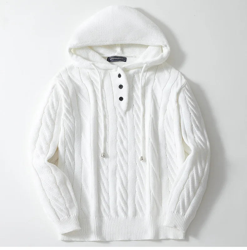 Men's hoodie | cable knit, loose fit, warm knit blend