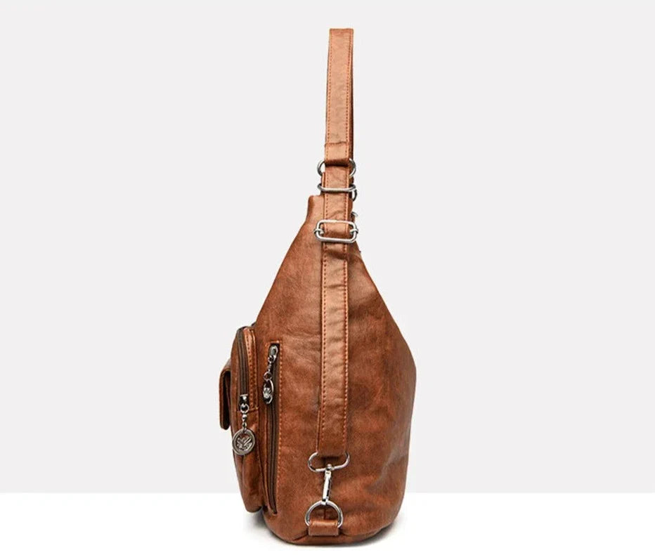 ODALIS - Leather handbag with multiple pockets