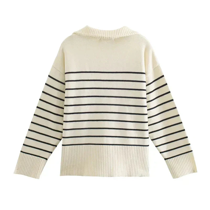 Striped Long Sleeve Sweater for Women - Image 3