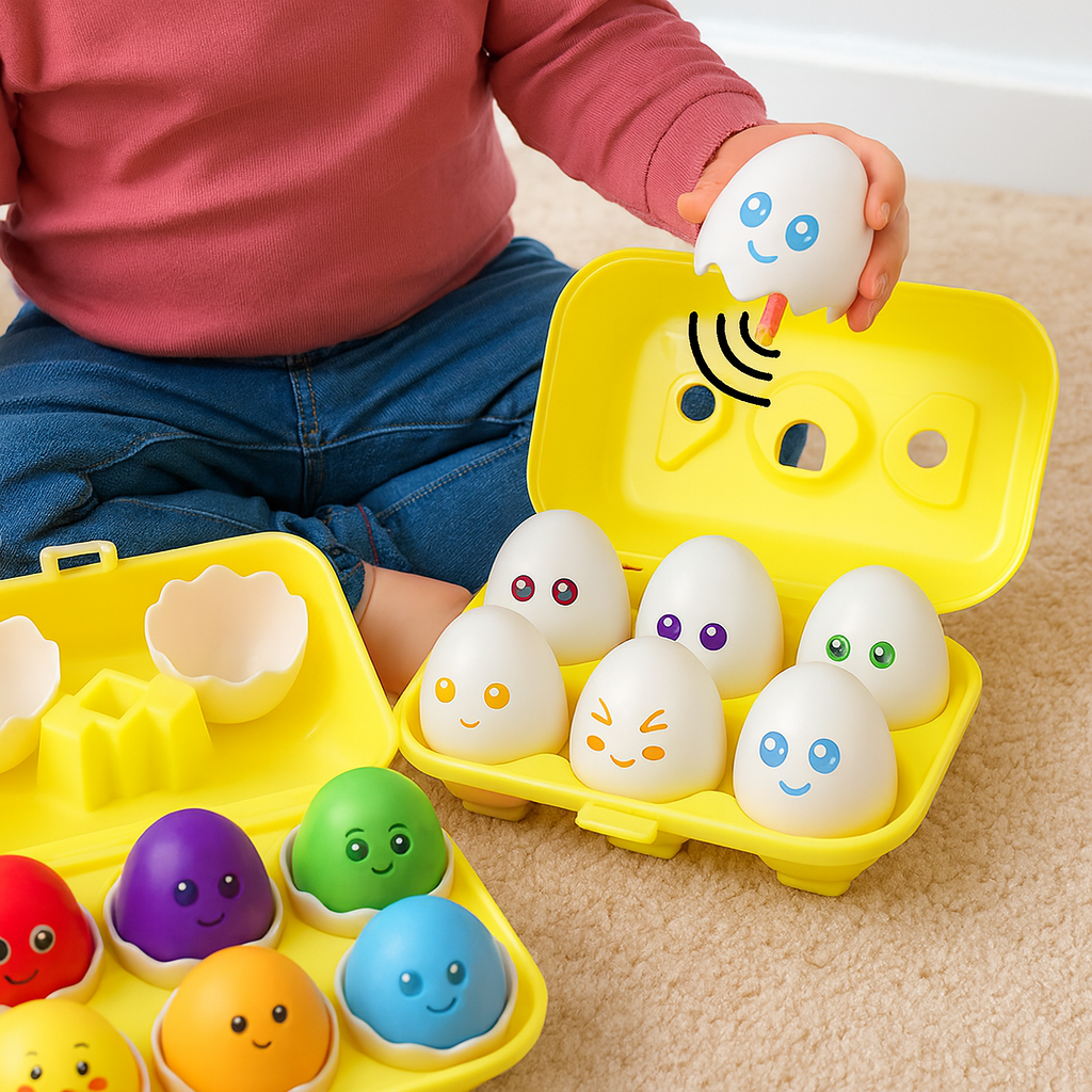 Giocattolo educativo in plastica per abbinamento colori a forma di uovo