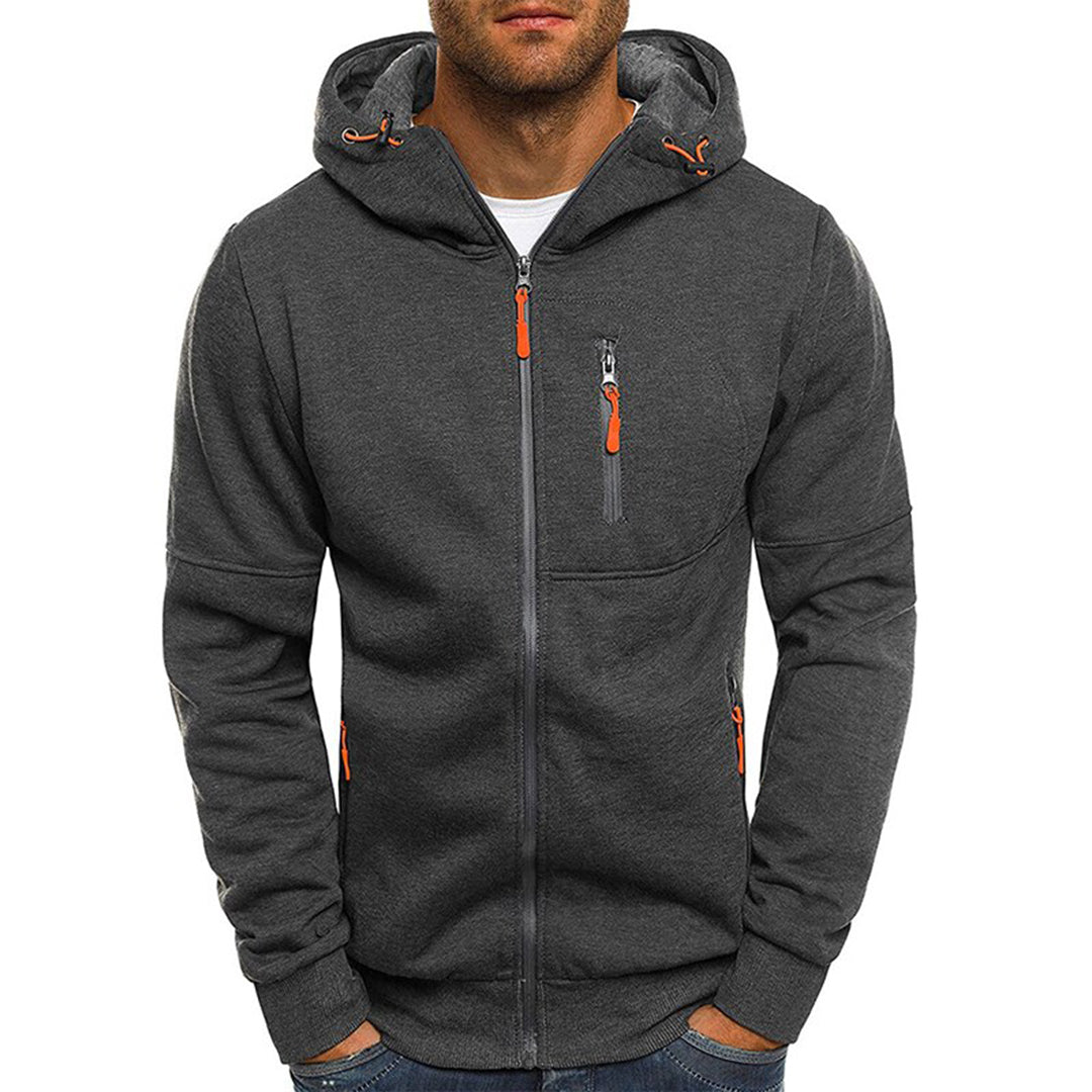 JACKS - Lightweight summer sweater with zipper and hood for men