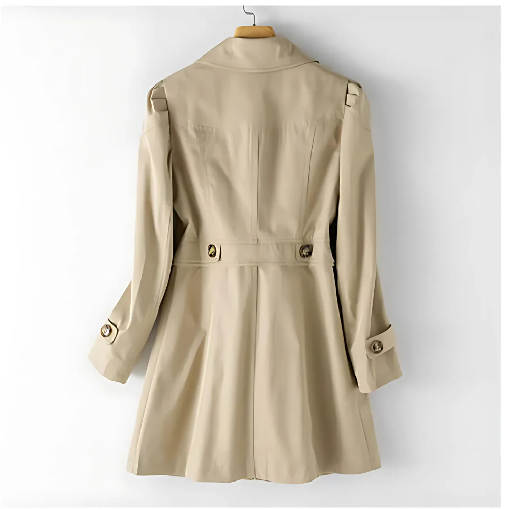 Ladies Trench Coat with Buttons - Intermediate Season Jacket with Collar