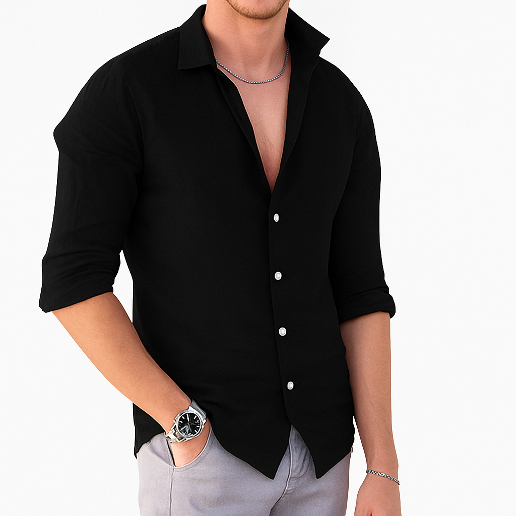 Linen shirt for men black