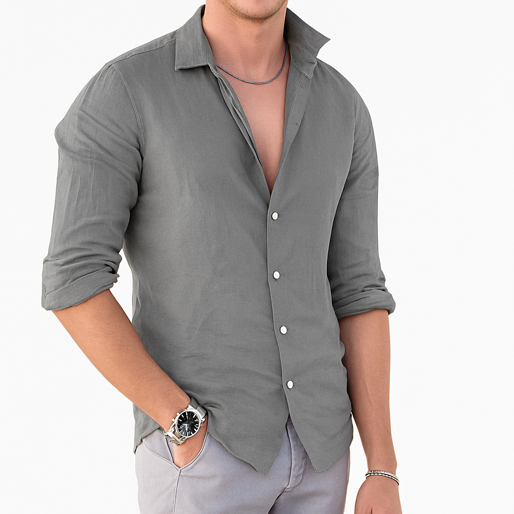 Linen shirt for men gray
