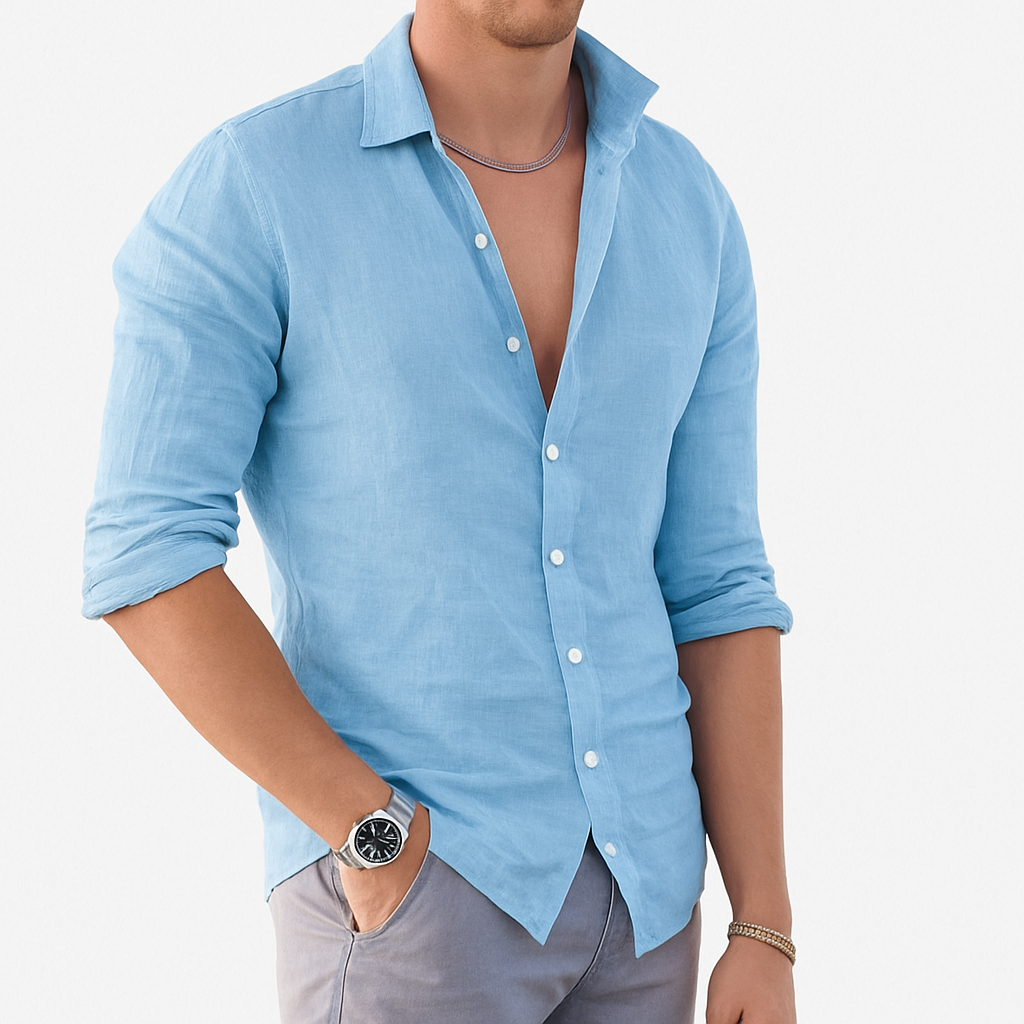 Linen shirt for men sky blue