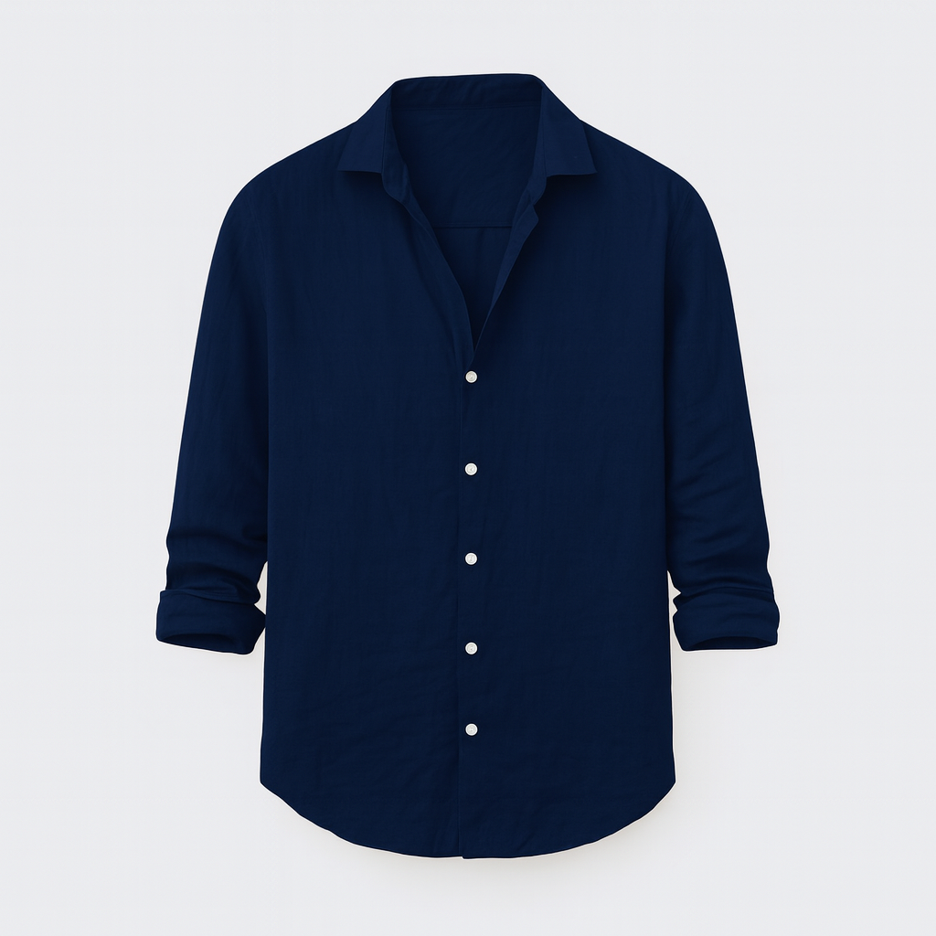 Linen shirt for men dark blue