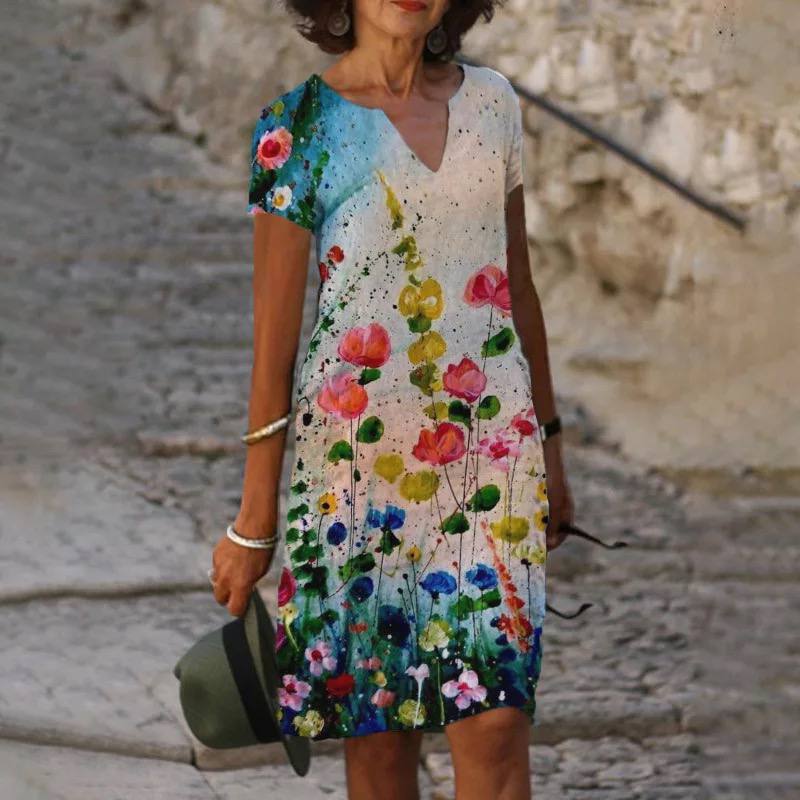 Isabelle Women's Summer Dress - Airy Floral Dress with Elegant Cut and Breathable Comfort