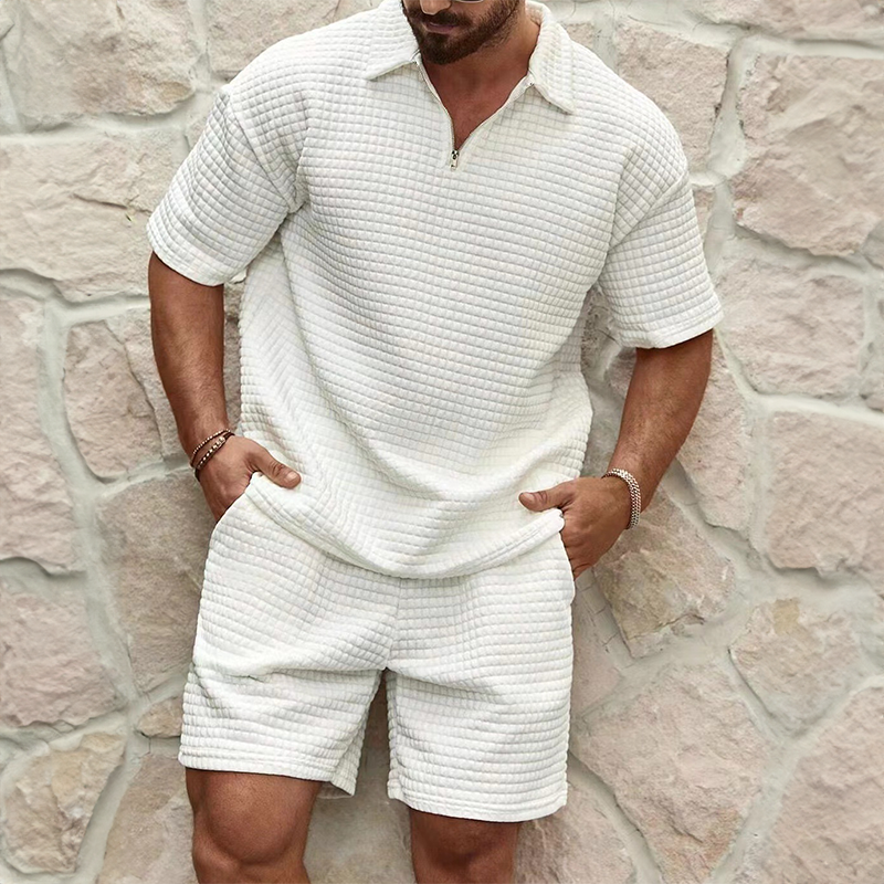Silas Exclusive Men's Set - Breathable Cotton Polo and Fitted Shorts, Summer Comfort