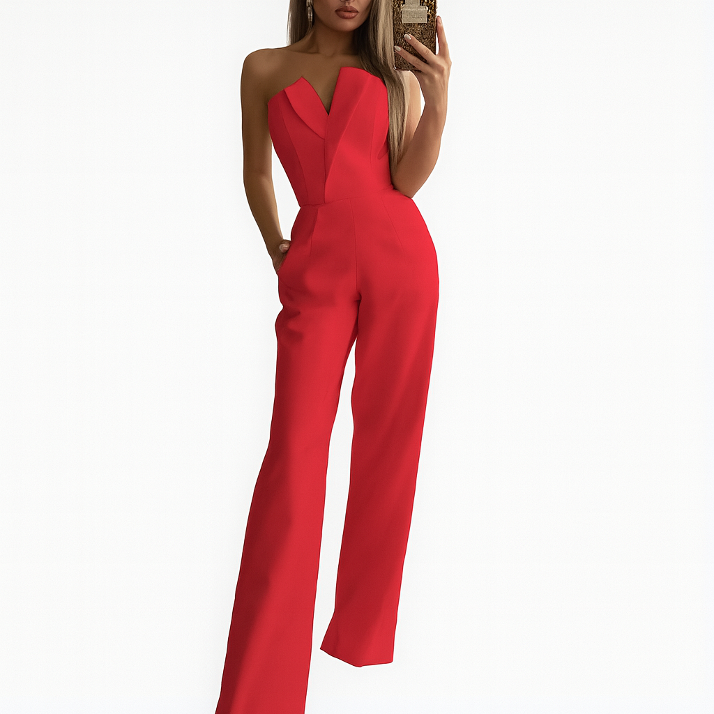 Sleeveless jumpsuit red