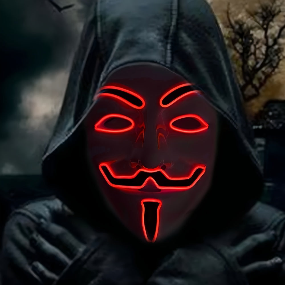 Maschera LED di Halloween | Design Anonimo con Bagliore Rosso