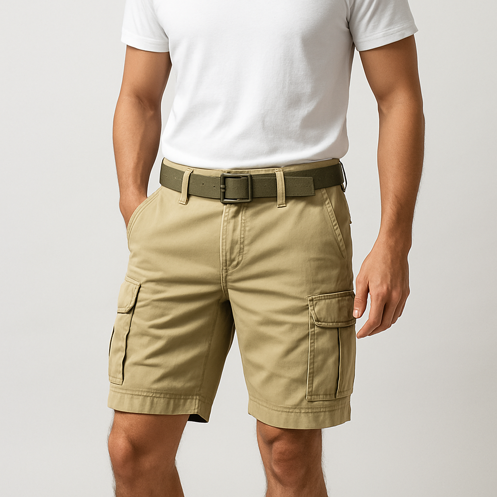 Cargo short with model khaki