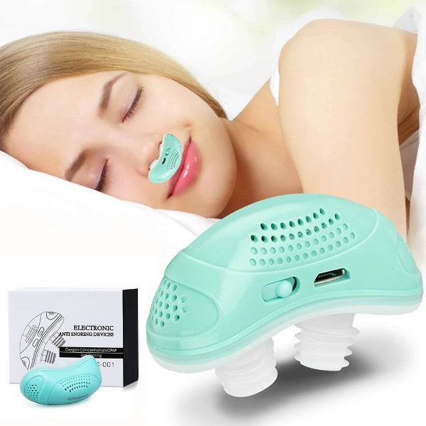 Micro CPAP device for sleep apnea - Portable anti-snoring device without mask, light green and whisper-quiet