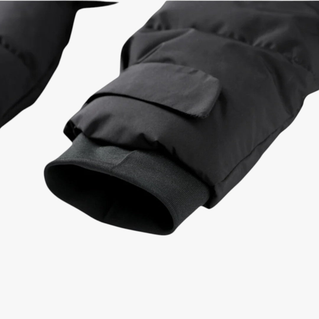 Puffer jacket with belt, water-repellent, for women