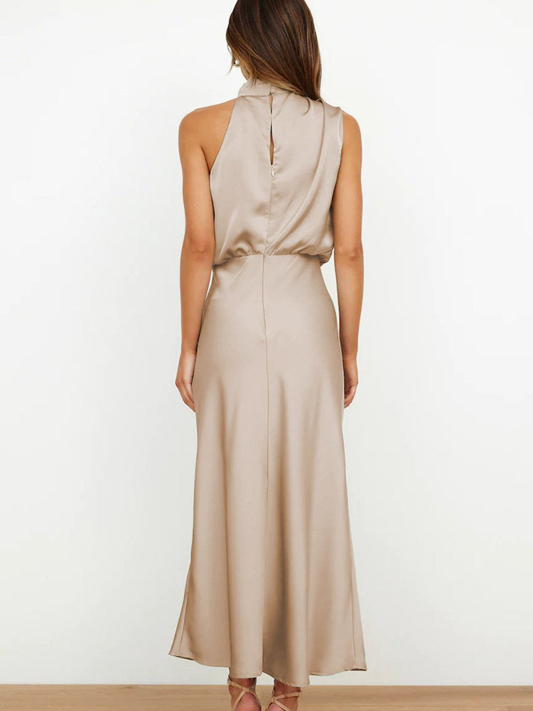 Mira Women's Satin Dress - Elegant Sleeveless Maxi Dress with Shimmering Finish and Feminine Cut