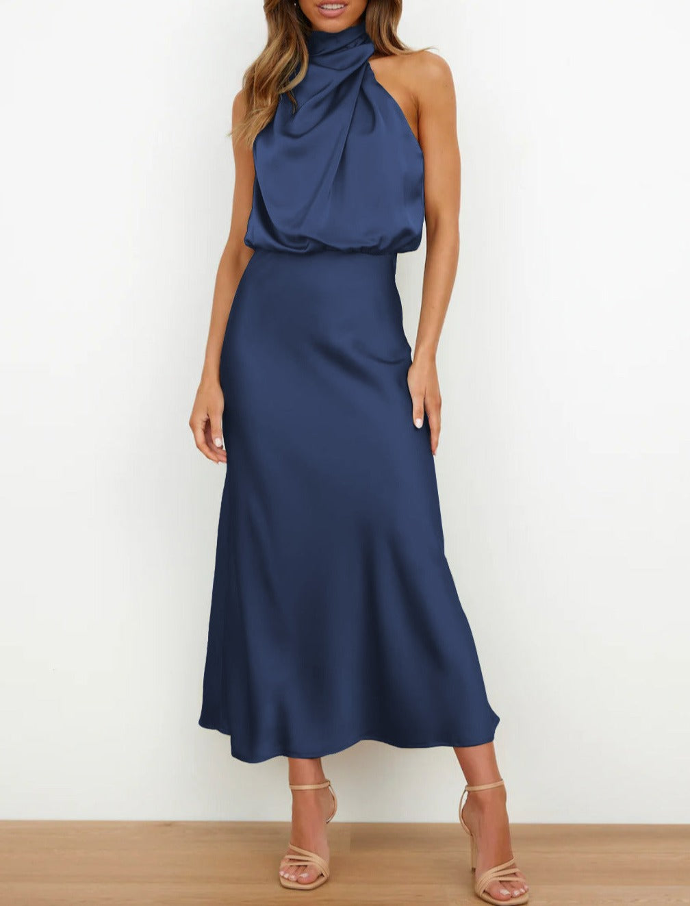 Mira Women's Satin Dress - Elegant Sleeveless Maxi Dress with Shimmering Finish and Feminine Cut