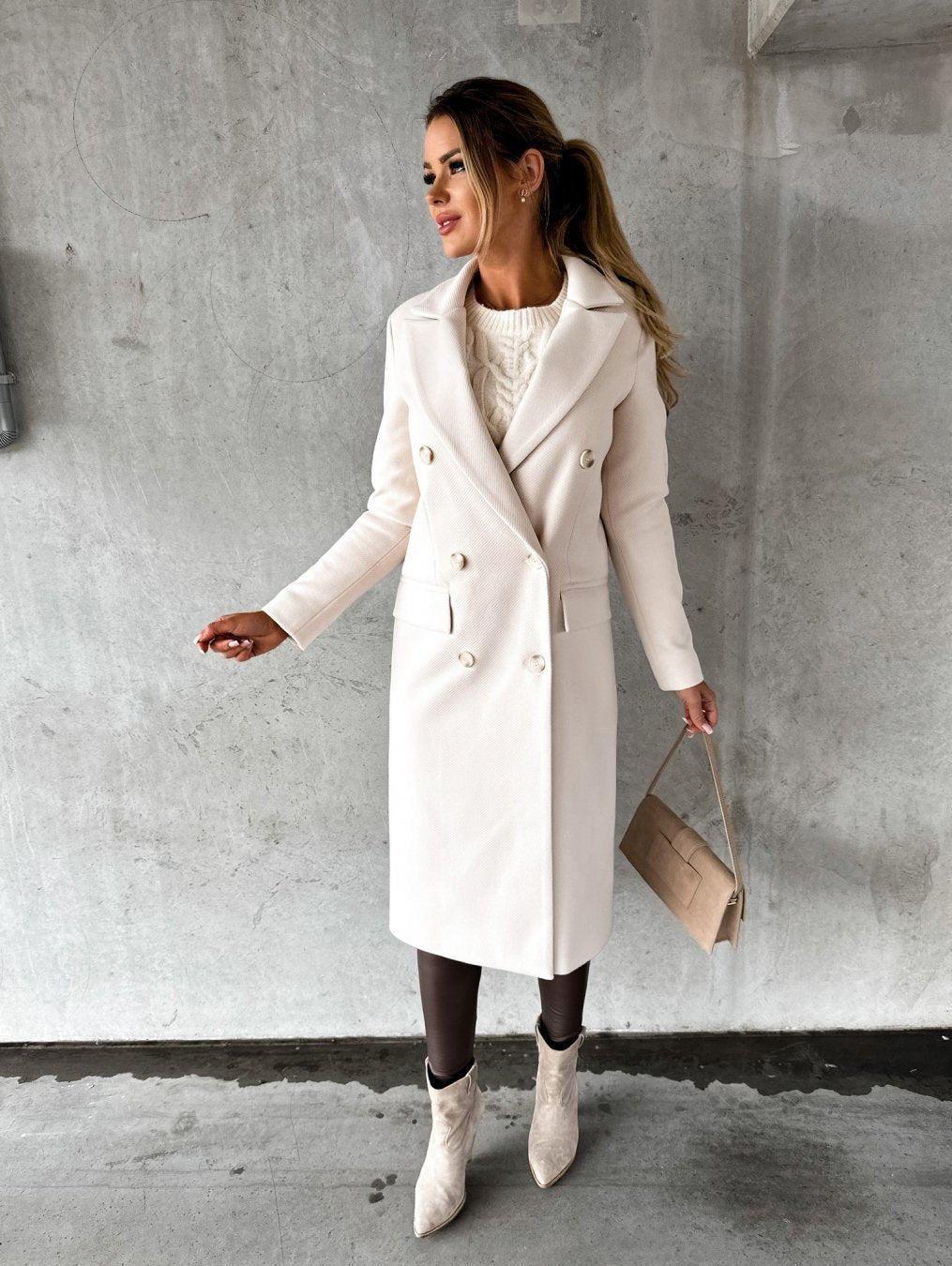 Marina | Stylowy długi damski płaszcz z eleganckim krojem