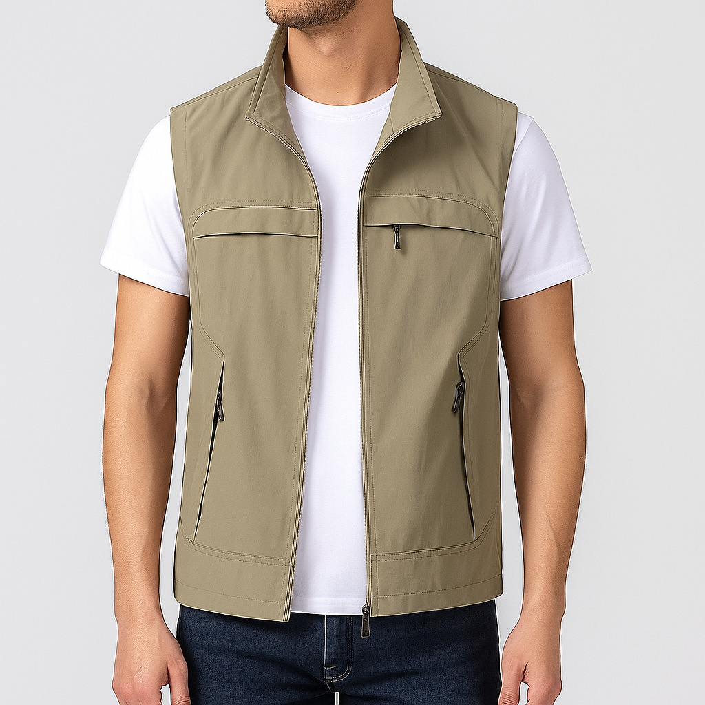 Men's vest with model khaki