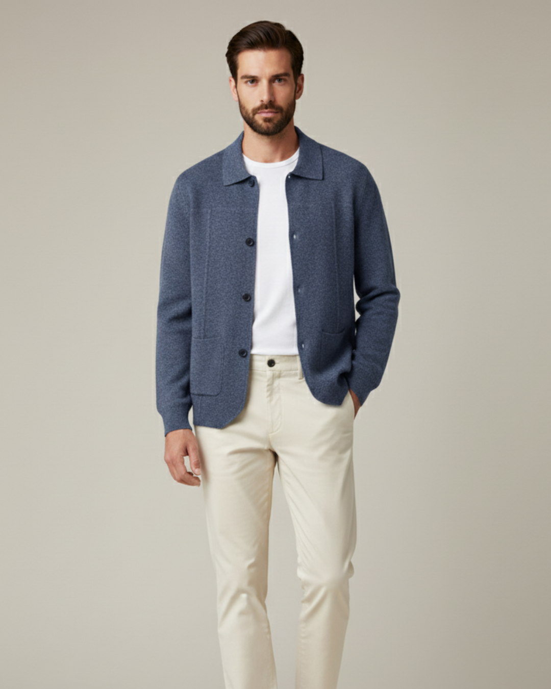 Button-Down Collared Sweater for Men - Image 2