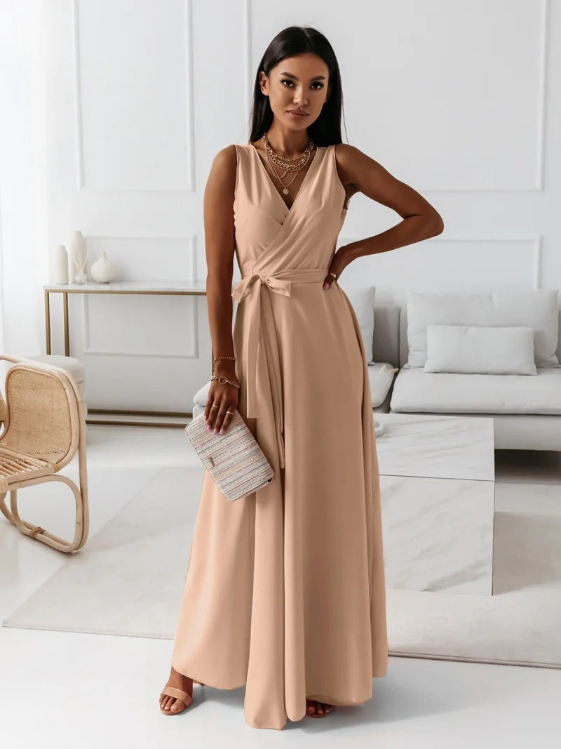 Anya Long Women's Dress - Elegant Envelope Dress with Slimming Cut and Breathable Comfort