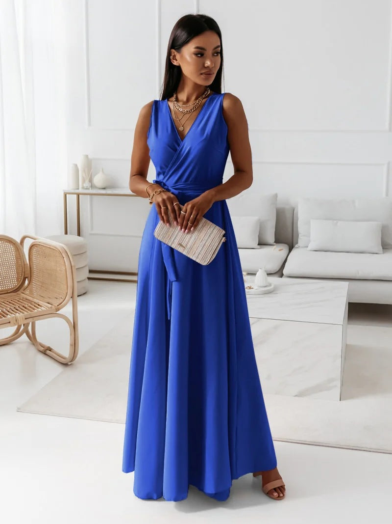 Anya Long Women's Dress - Elegant Envelope Dress with Slimming Cut and Breathable Comfort