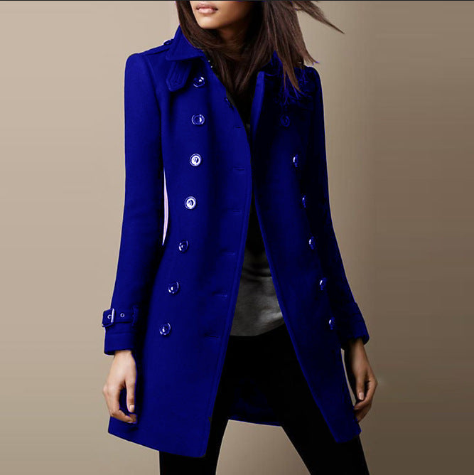 Refined long tweed jacket with buttons for women