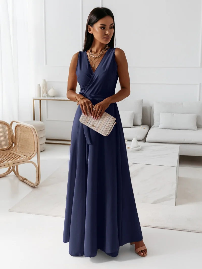 Anya Long Women's Dress - Elegant Envelope Dress with Slimming Cut and Breathable Comfort