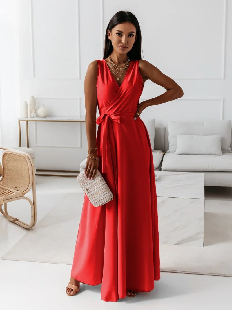 Anya Long Women's Dress - Elegant Envelope Dress with Slimming Cut and Breathable Comfort