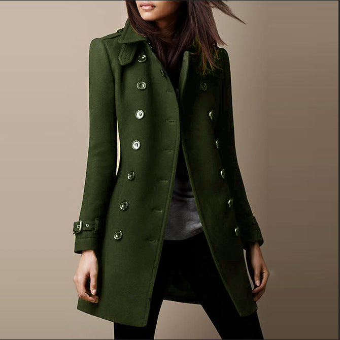 Refined long tweed jacket with buttons for women