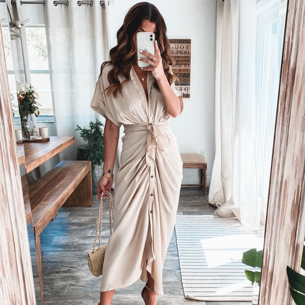 Women's Evening Dress Julia - Elegant Maxi Dress in Airy Polyester with Fashionable Details
