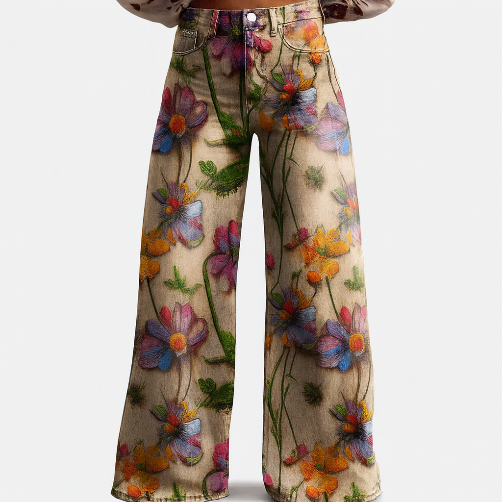  Floral Wide Leg Trousers