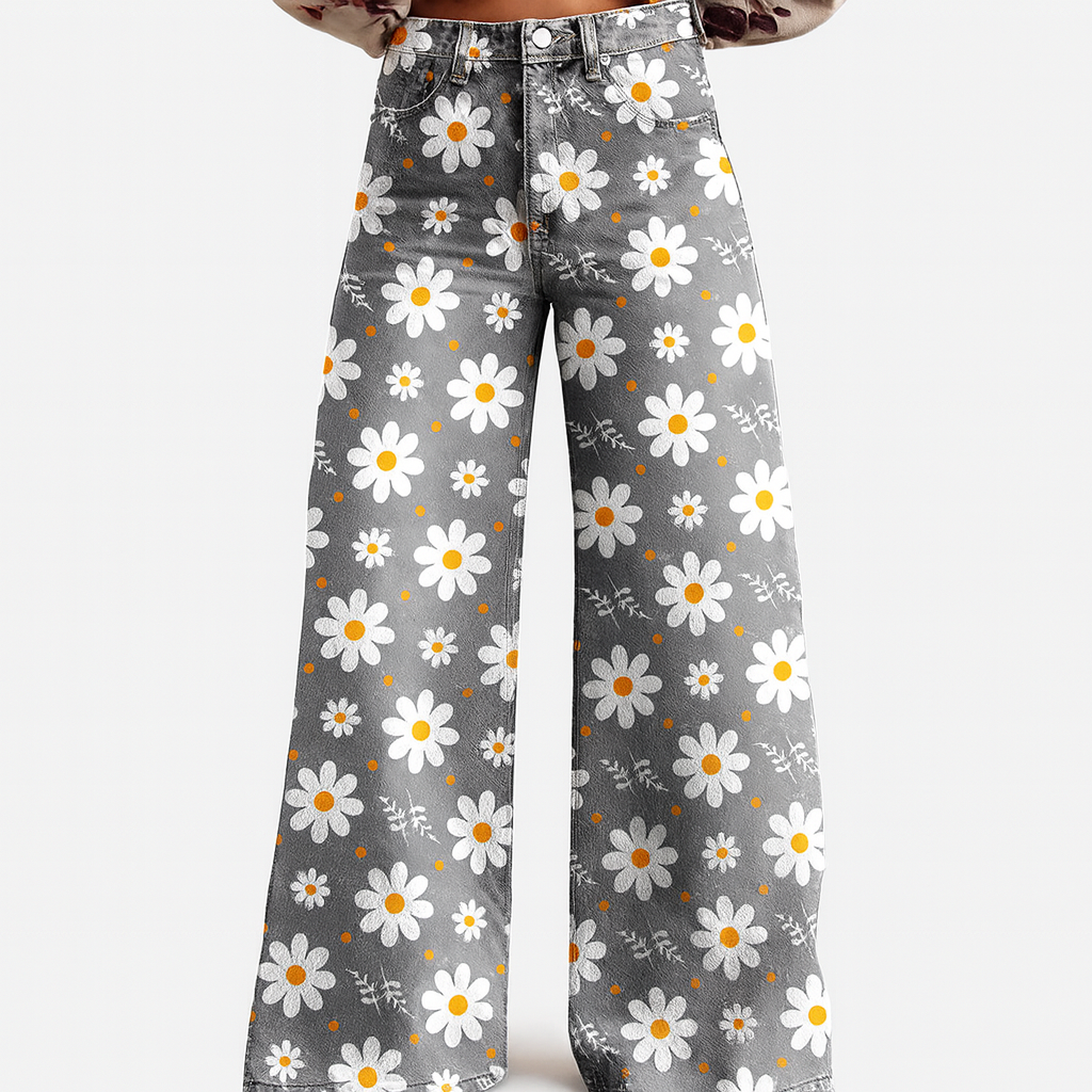  Floral Wide Leg Trousers