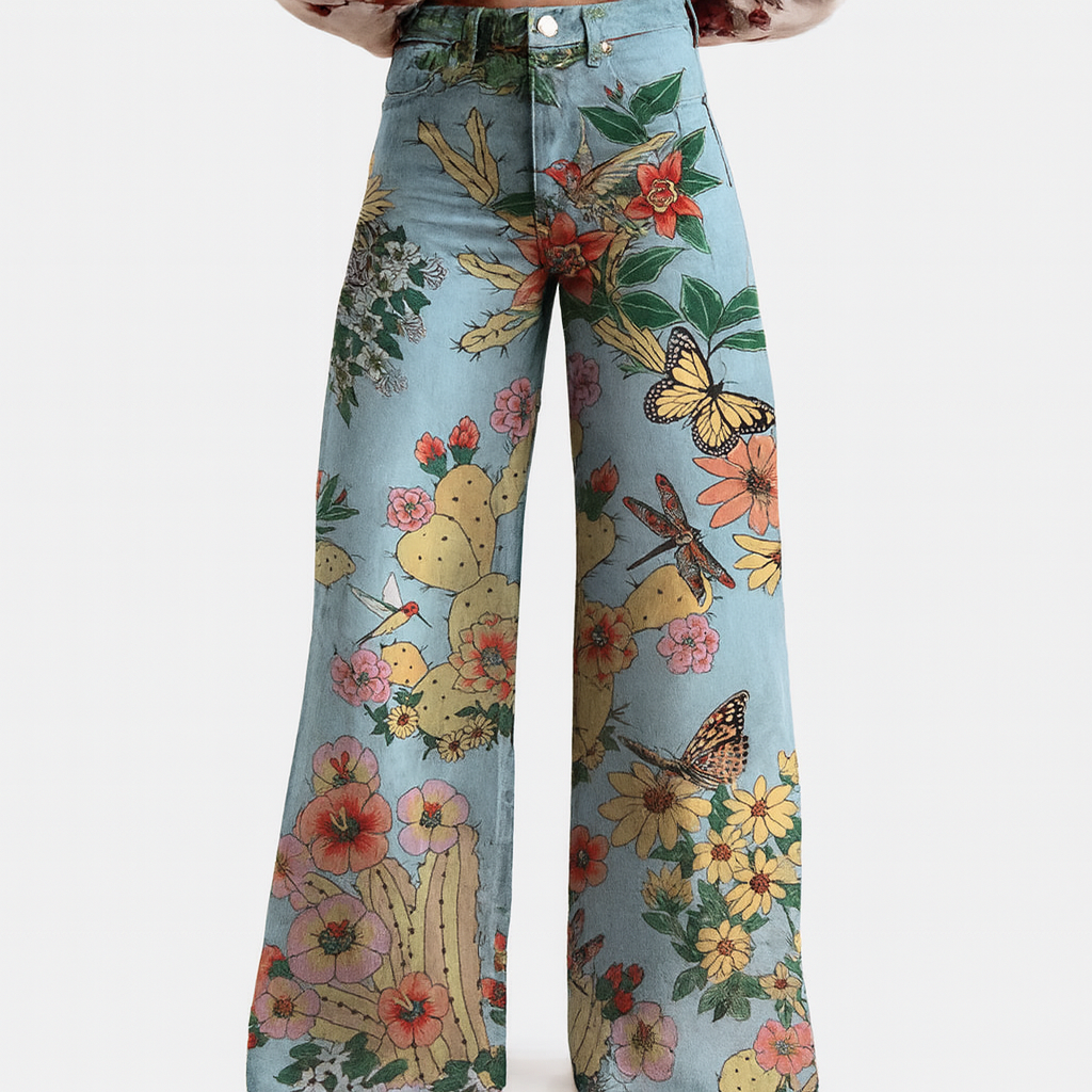  Floral Wide Leg Trousers