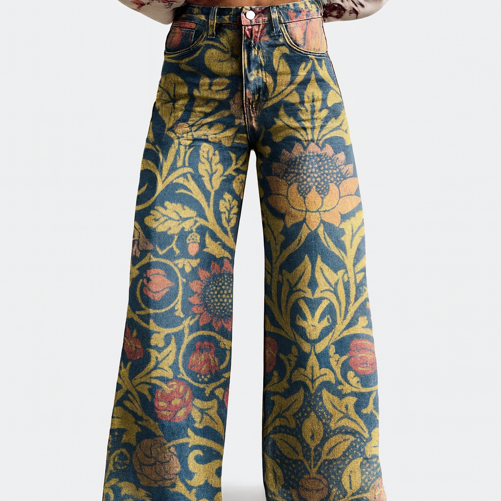  Floral Wide Leg Trousers