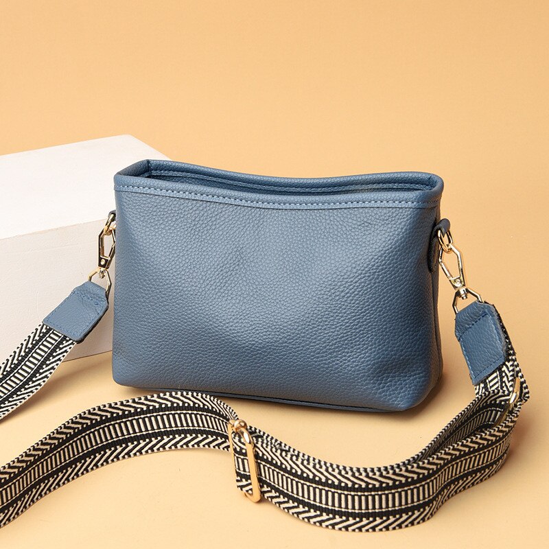 Small shoulder bag for women with wide guitar strap