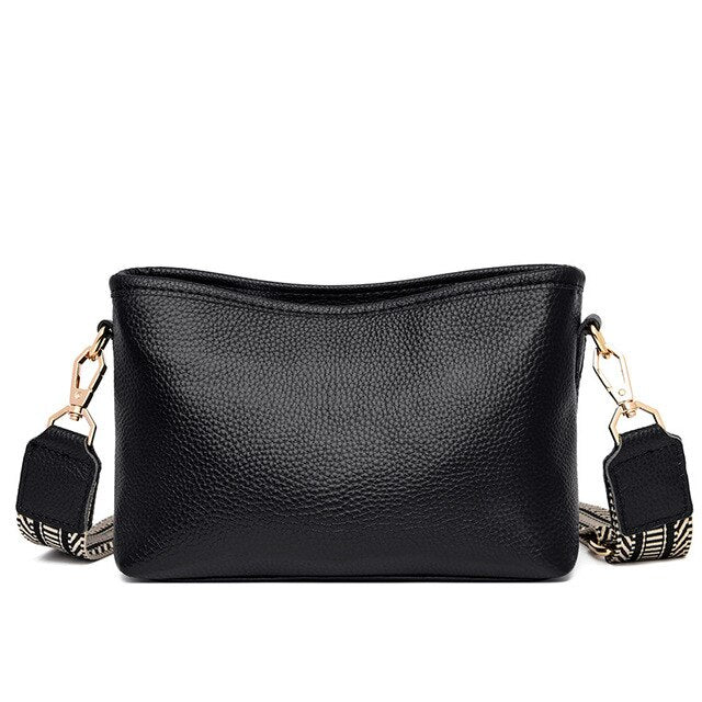 Small shoulder bag for women with wide guitar strap