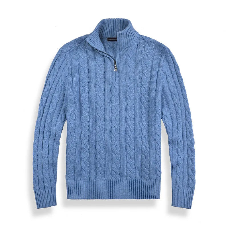 Quarter Zip Cable Knit Sweater for Men - Image 5