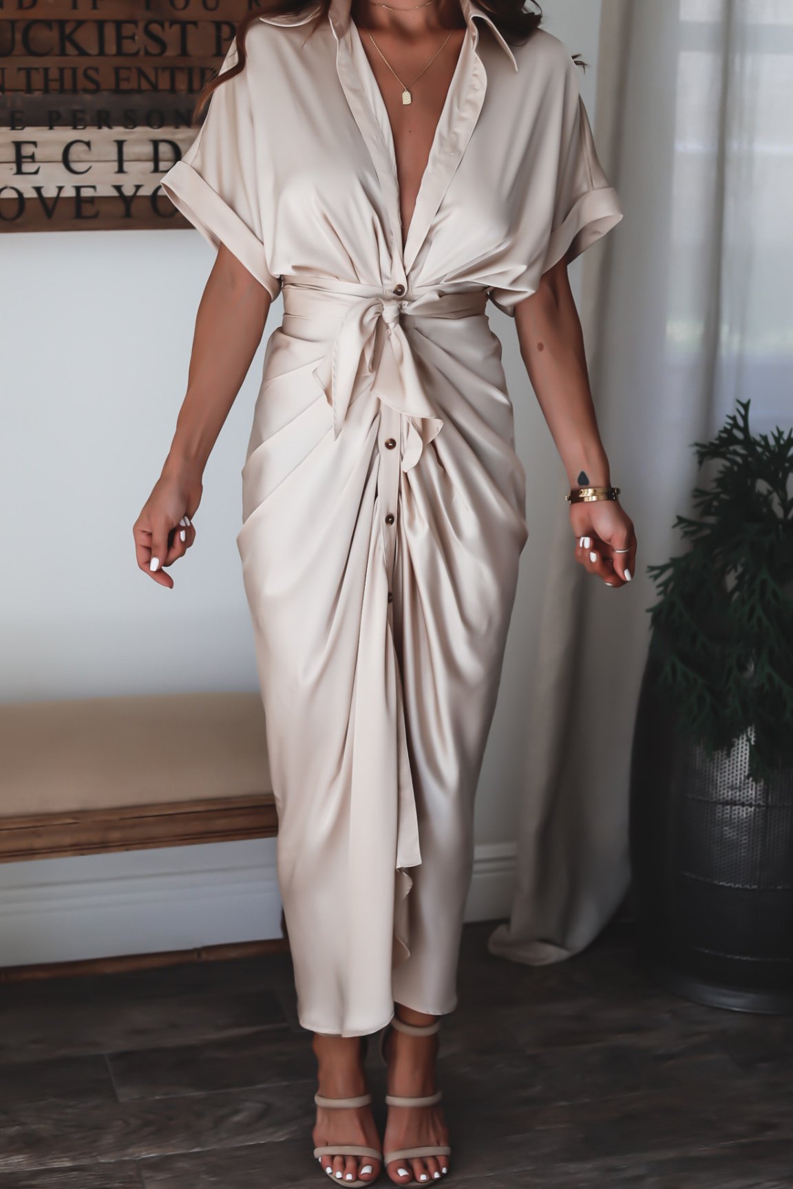 Women's Evening Dress Julia - Elegant Maxi Dress in Airy Polyester with Fashionable Details