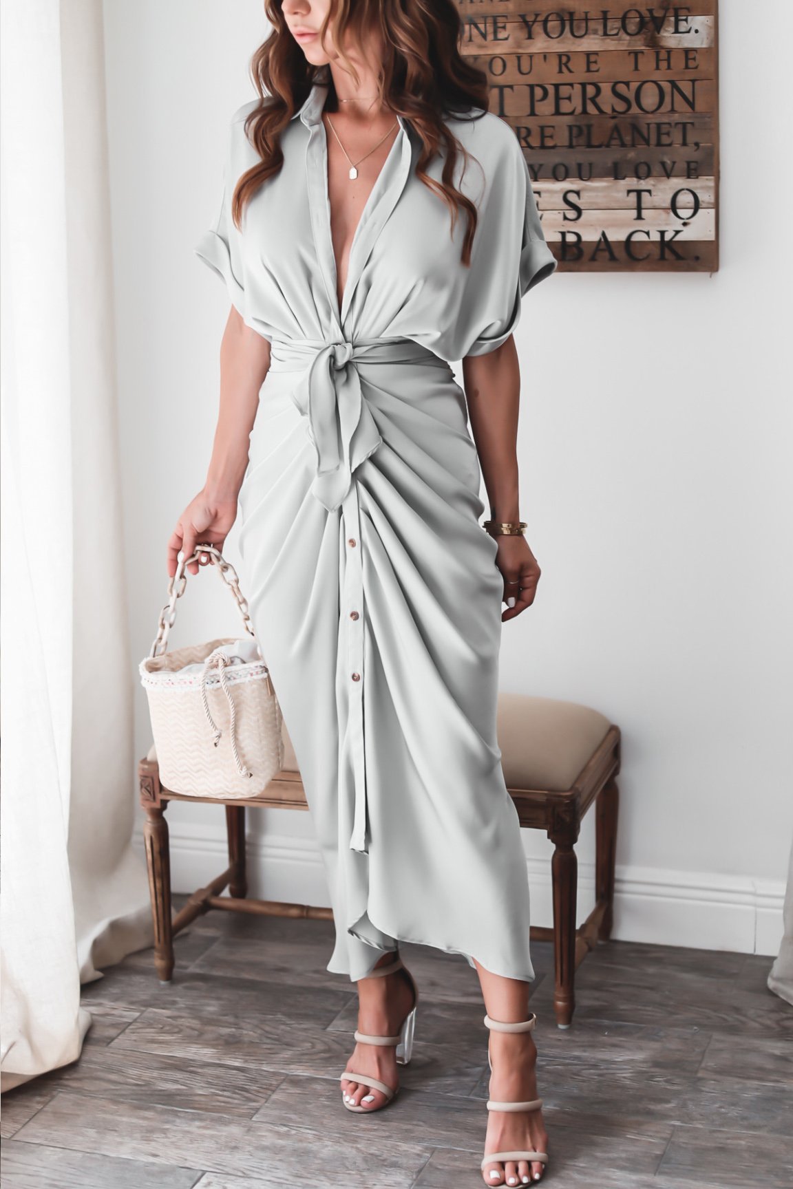 Women's Evening Dress Julia - Elegant Maxi Dress in Airy Polyester with Fashionable Details
