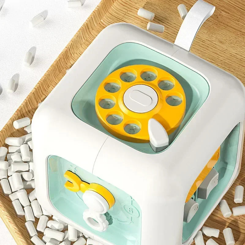 6-in-1 Montessori Sensory Busy Board educational toy cube for children
