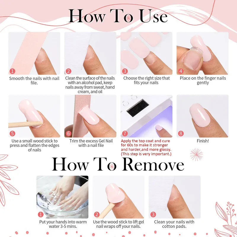 Gel nail sticker set with UV lamp