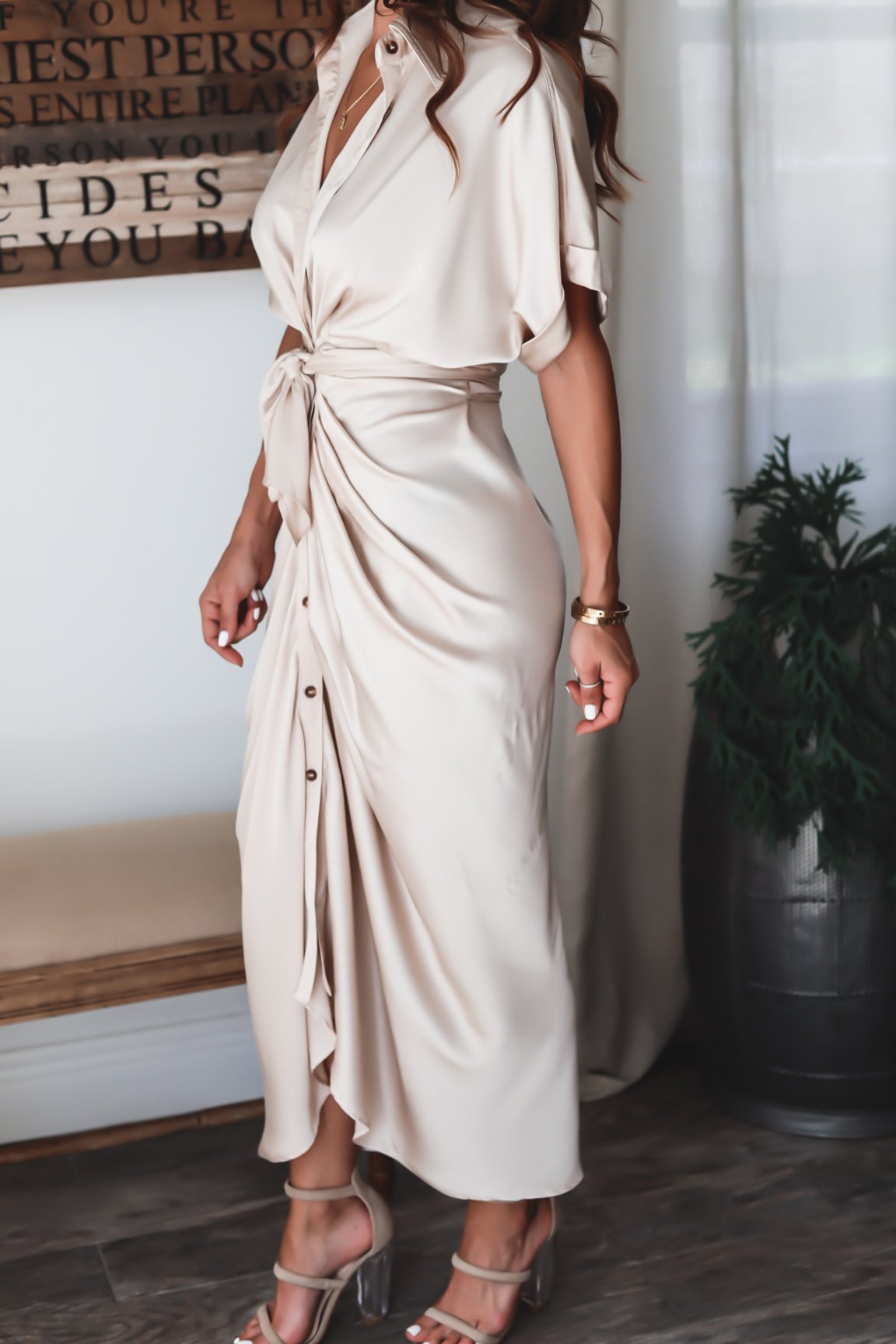 Women's Evening Dress Julia - Elegant Maxi Dress in Airy Polyester with Fashionable Details