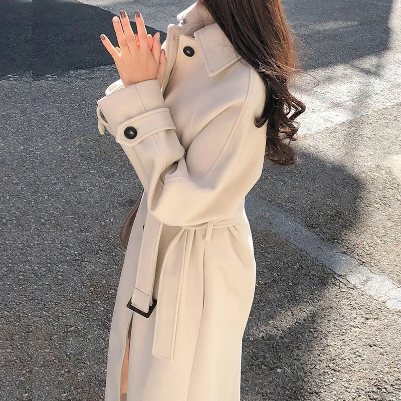 Elegant Women's Trench Coat with Belt - Autumn/Winter