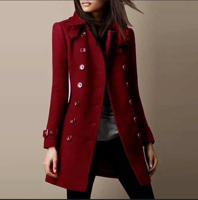 Refined long tweed jacket with buttons for women