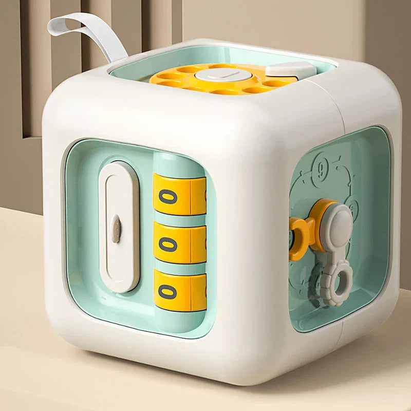 6-in-1 Montessori Sensory Busy Board educational toy cube for children