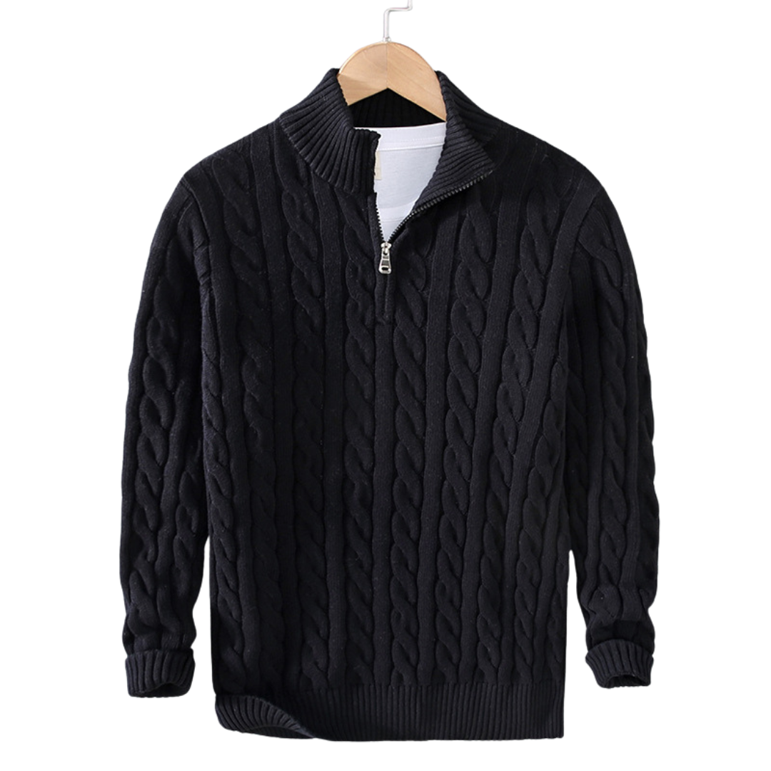 Cable Knit Quarter Zip Sweater for Men - Image 2