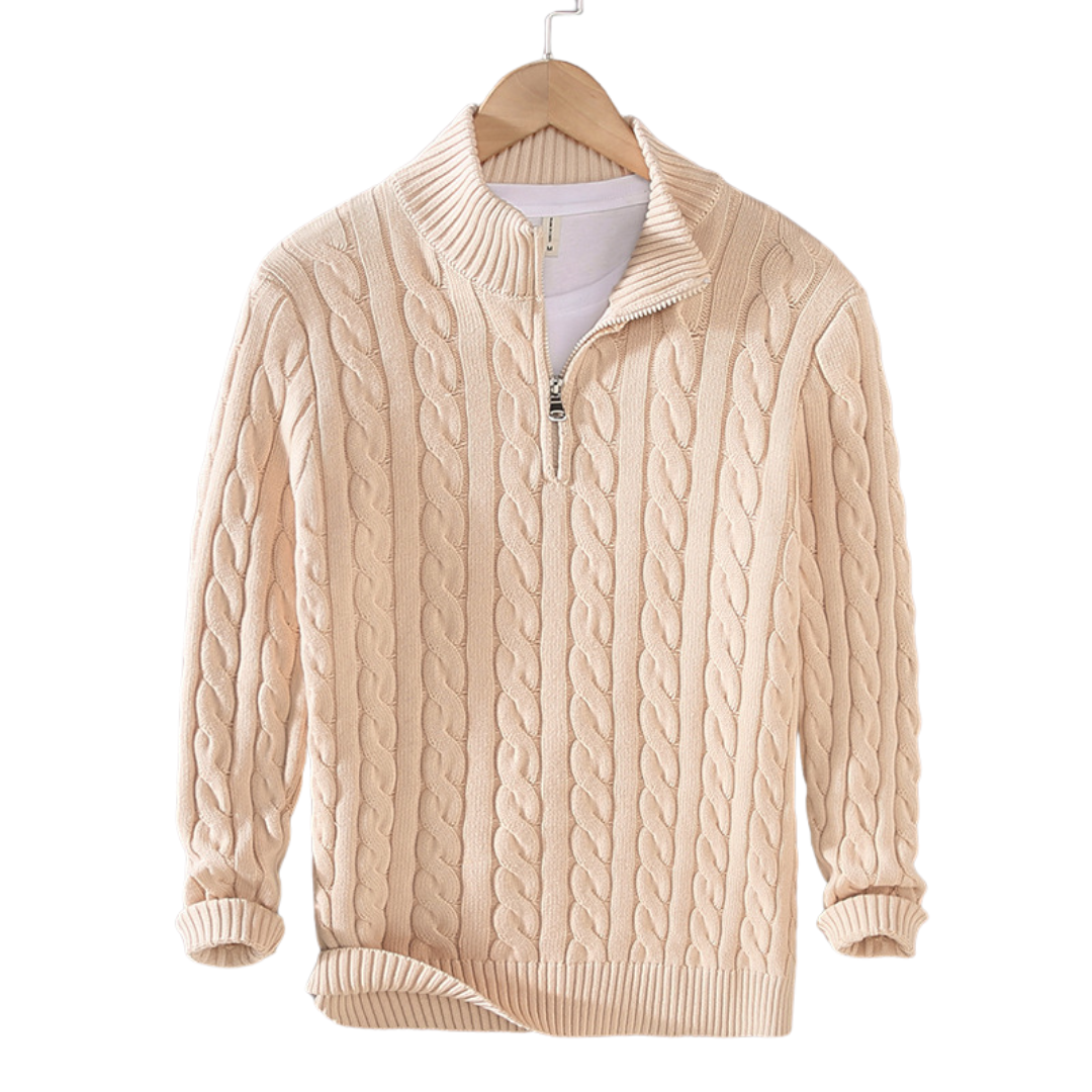 Cable Knit Quarter Zip Sweater for Men - Image 5