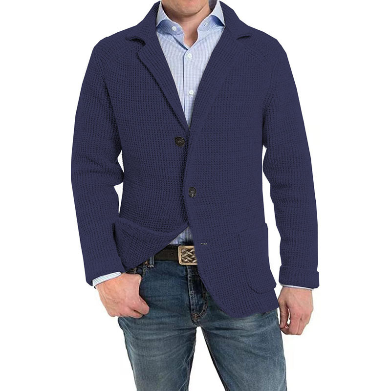 Button-Front Sweater Blazer for Men - Image 3